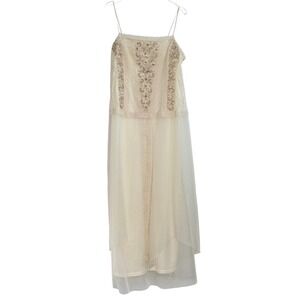 Scott McClintock Vintage Lace Tulle Maxi Dress Women 16 Cream Whimisigoth Fairy